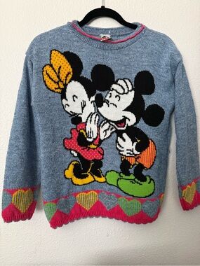 Kids Sweater with Colorful Cartoon Mouse Graphic Vintage
